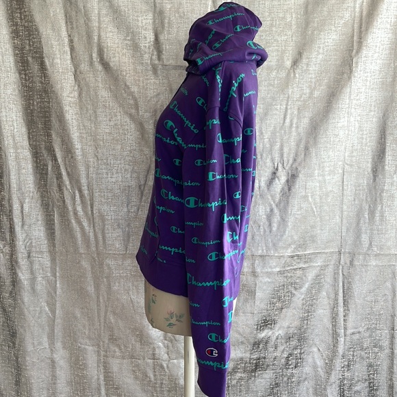 Blue and purple cropped champion hoodie - Picture 3 of 5